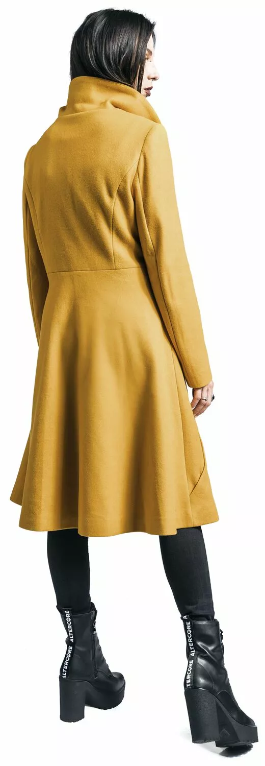 "Nicole Mustard 40s Style Coat" Lange Jassen Geel Van Voodoo Vixen - Afbeelding 5