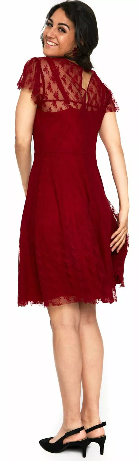 "Melody Lace Occasion Dress" Medium-lengte Jurk Rood Van Voodoo Vixen - Afbeelding 2