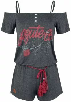 "Rock Rebel X Route 66 - Short Jumpsuit With Large Print" Jumpsuit Grijs Van Rock Rebel By EMP