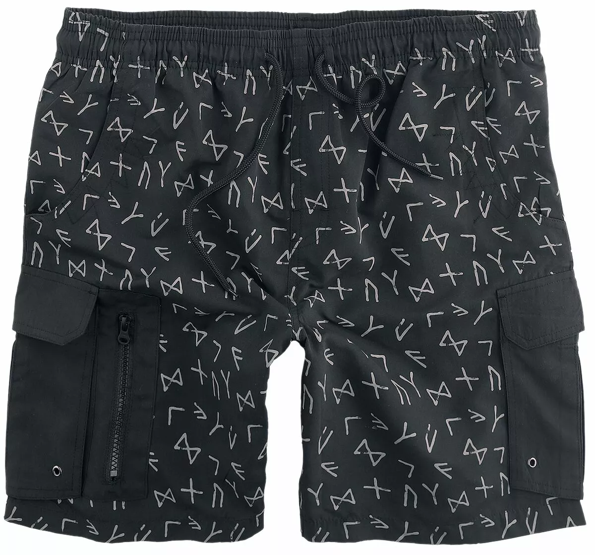 "Swimshorts With Rune Pattern" Zwembroek Grijs Van Black Premium By EMP