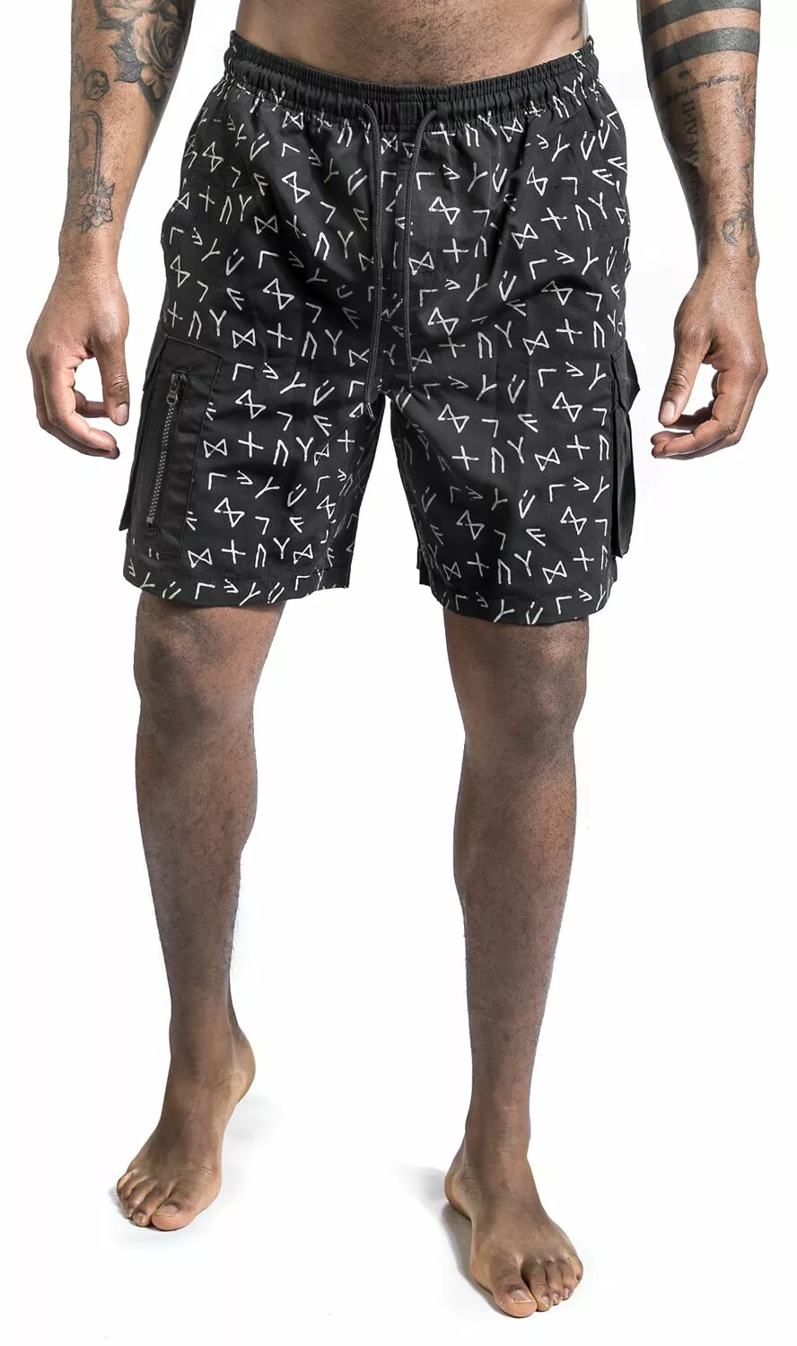 "Swimshorts With Rune Pattern" Zwembroek Grijs Van Black Premium By EMP - Afbeelding 4
