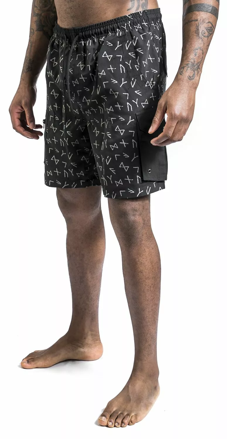 "Swimshorts With Rune Pattern" Zwembroek Grijs Van Black Premium By EMP - Afbeelding 5