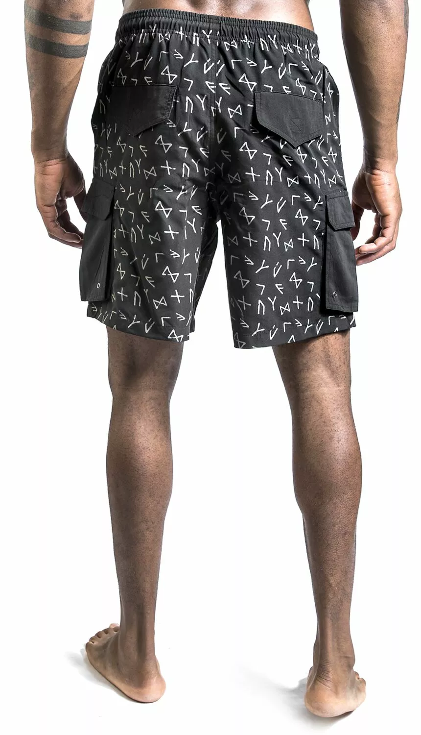 "Swimshorts With Rune Pattern" Zwembroek Grijs Van Black Premium By EMP - Afbeelding 6