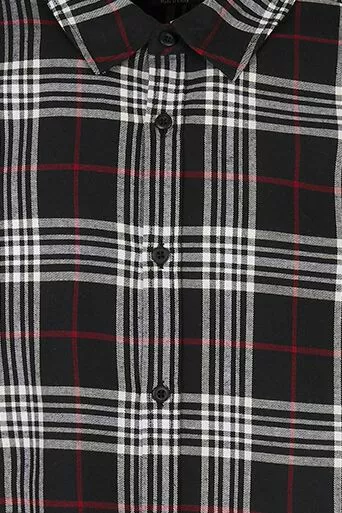 "Classic Checked Shirt" Longsleeve Zwart-rood Van Urban Classics - Afbeelding 3
