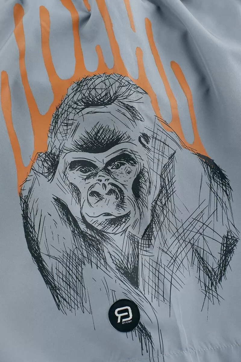 "Swimshorts With Gorilla Print" Zwembroek Grijs Van RED By EMP - Afbeelding 3