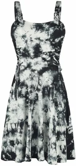 "Short Dress In Batik Look" Korte Jurk Zwart Van RED By EMP