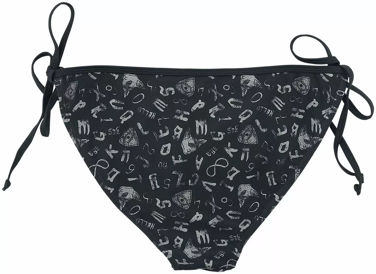 "Bikini Bottoms With Occult Symbols" Bikini Slip Zwart Van Gothicana By EMP - Afbeelding 2