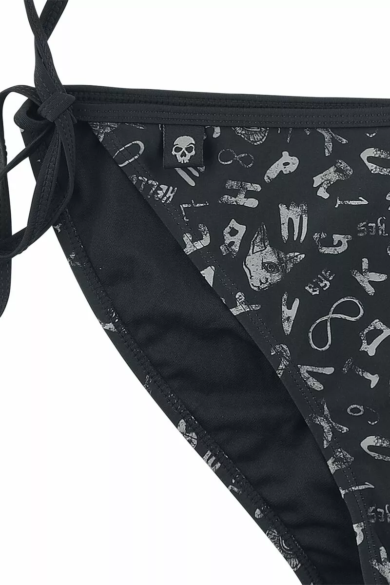 "Bikini Bottoms With Occult Symbols" Bikini Slip Zwart Van Gothicana By EMP - Afbeelding 3