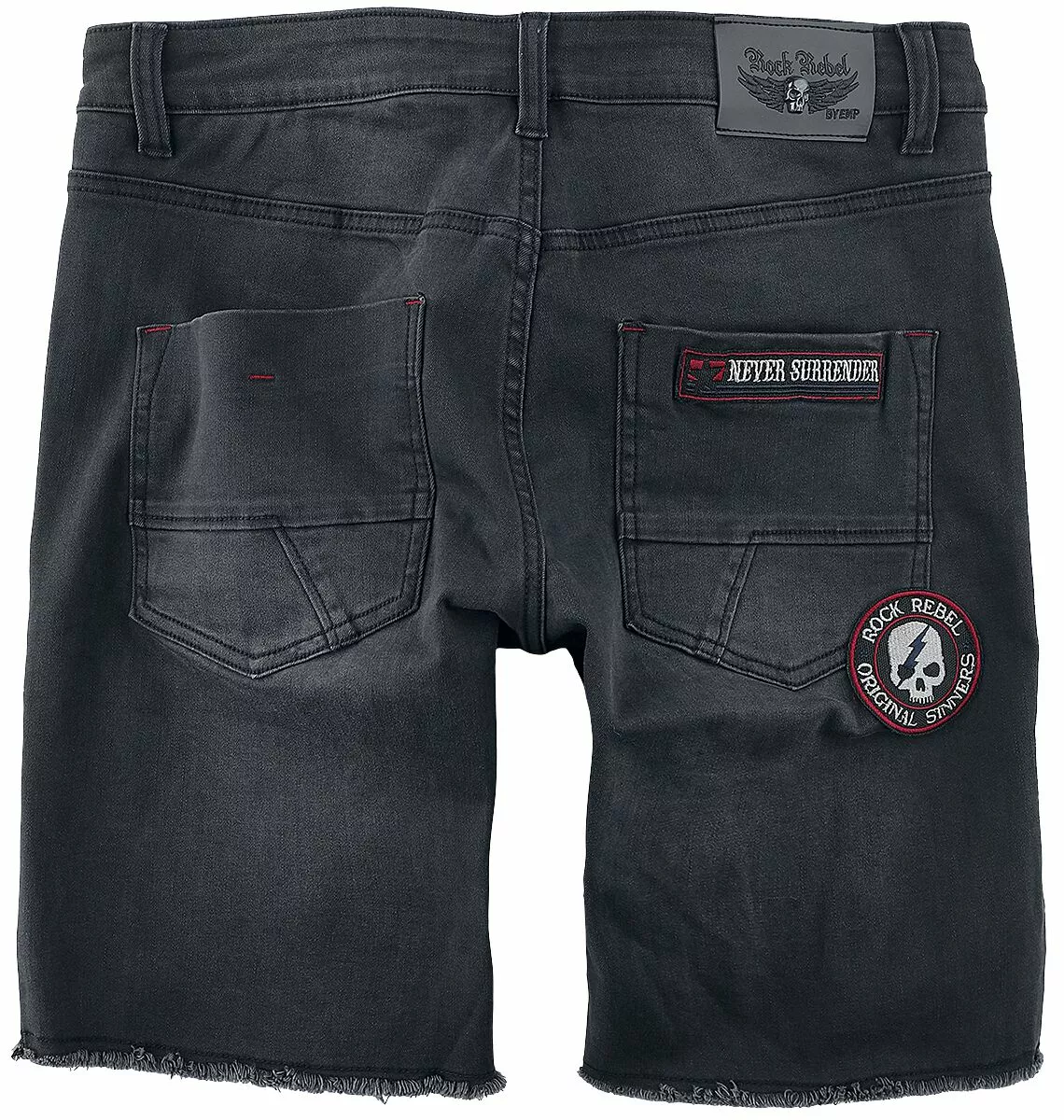 "Korte Broek Met Slijtage Effect" Korte Broek Zwart Van Rock Rebel By EMP - Afbeelding 2