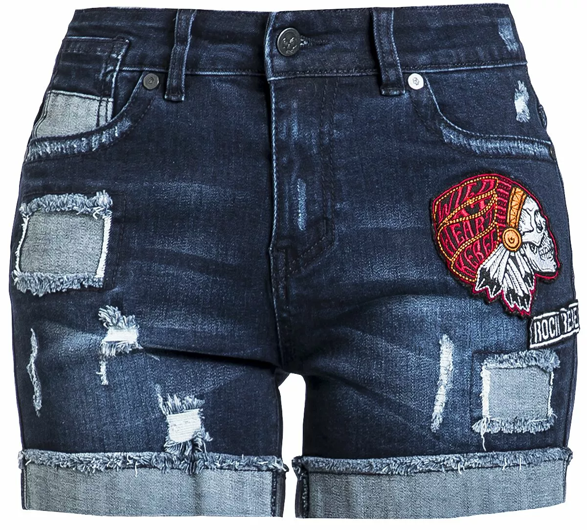 "Korte Broek Met Slijtage Effect" Korte Broek Blauw Van Rock Rebel By EMP