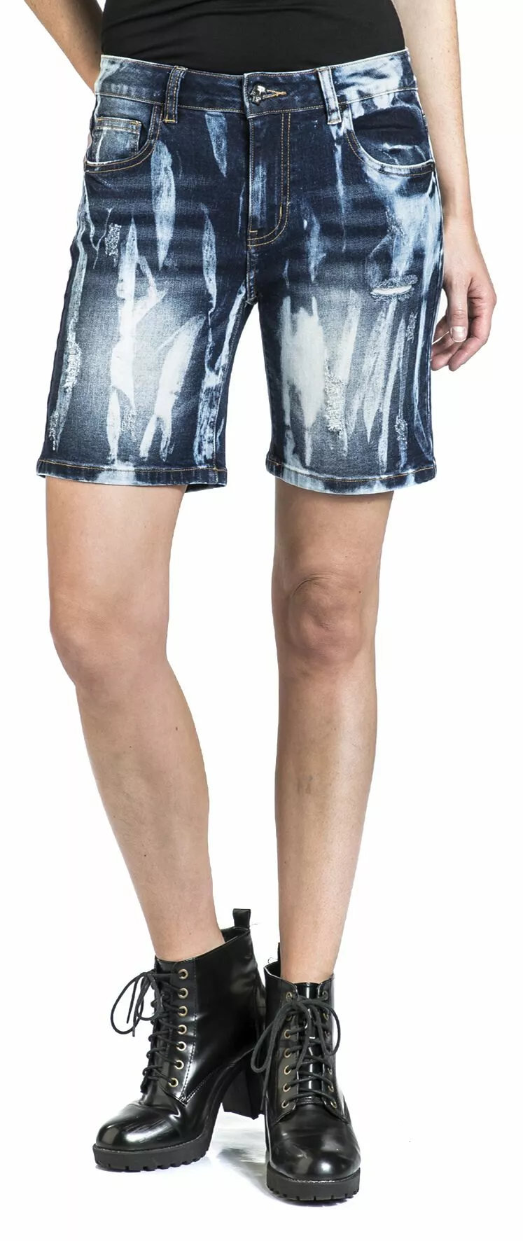 "Korte Broek Met Krachtige Wash" Korte Broek Blauw Van Rock Rebel By EMP - Afbeelding 4