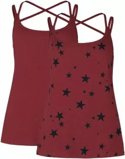 "Set Van Twee Dameshemdjes Rood/sterren" Top Rood Van RED By EMP