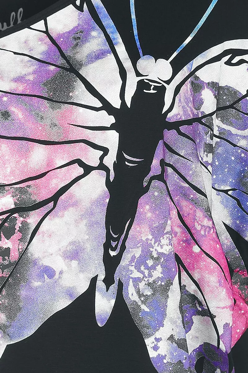 "T-shirt With Butterfly" T-shirt Zwart Van Full Volume By EMP - Afbeelding 3