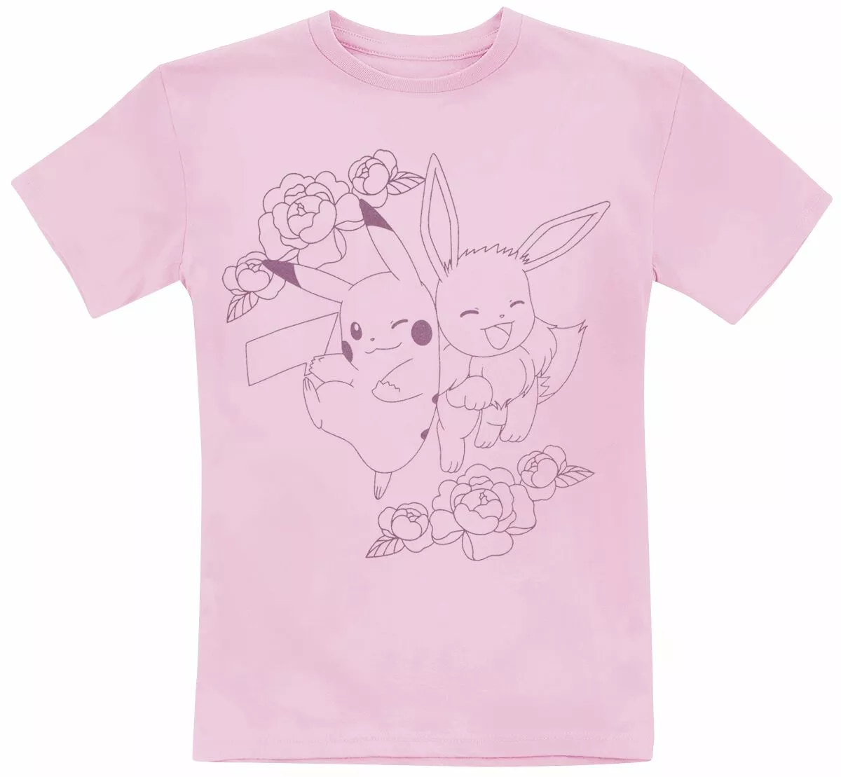 "Kids - Pikachu And Eevee" T-shirt Lichtroze Van Pokémon