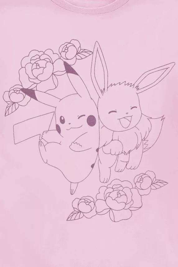 "Kids - Pikachu And Eevee" T-shirt Lichtroze Van Pokémon - Afbeelding 2