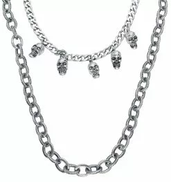 "Skull Chain" Halsketting Zilverkleurig Van Rock Rebel By EMP