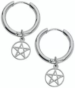 "Pentagram Hoops" Oorbel Zilverkleurig Van EtNox