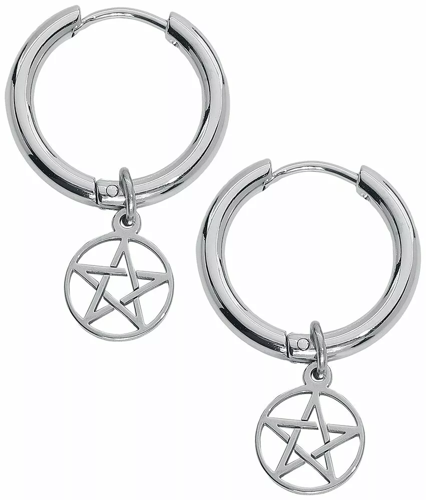 "Pentagram Hoops" Oorbel Zilverkleurig Van EtNox