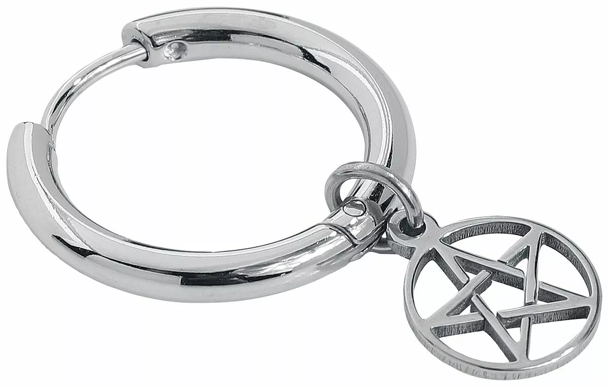 "Pentagram Hoops" Oorbel Zilverkleurig Van EtNox - Afbeelding 2