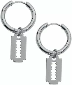 "Razor Blade Hoop Oorbellen" Oorbel Zilverkleurig Van EtNox