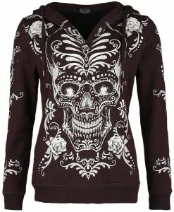 "Hoodie Met Día De Los Muertos Print" Trui Met Capuchon Bordeaux Van Rock Rebel By EMP