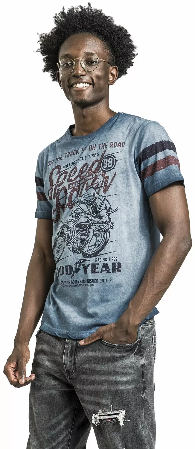 "Men T-shirt Comfort Fit" T-shirt Blauw Van GoodYear - Afbeelding 4