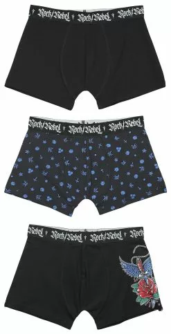 "Set Van Drie Boxers Met Old School Motieven" Boxerset Donkergrijs Van Rock Rebel By EMP