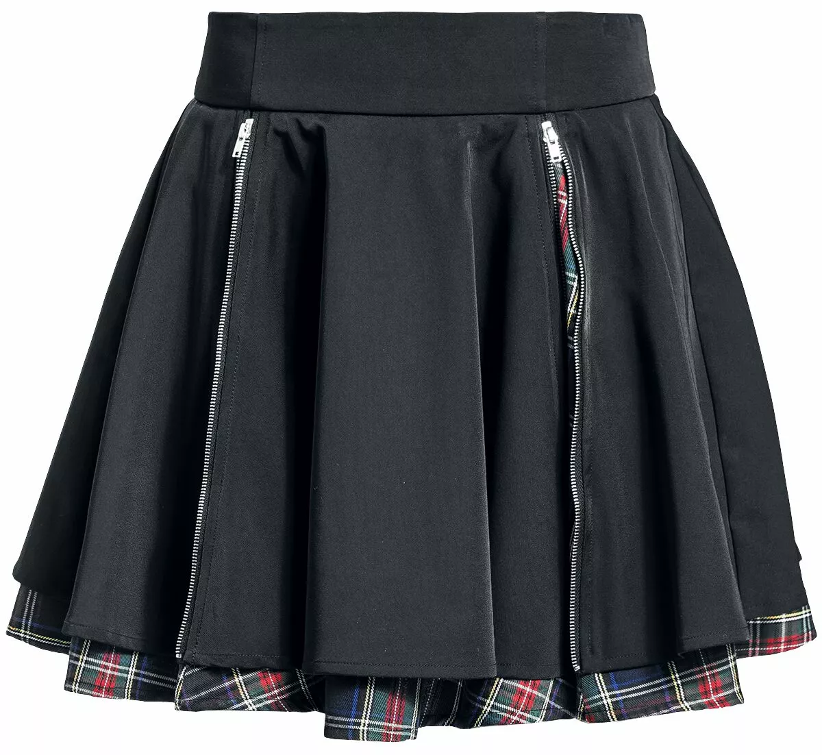 "Dubbellaagse Rok Met Ritsen" Korte Rok Zwart-rood Van Rock Rebel By EMP