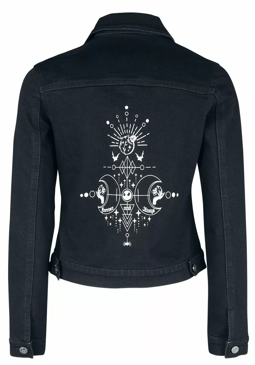 "Jack Skellington" Denim Jas Zwart Van The Nightmare Before Christmas - Afbeelding 2