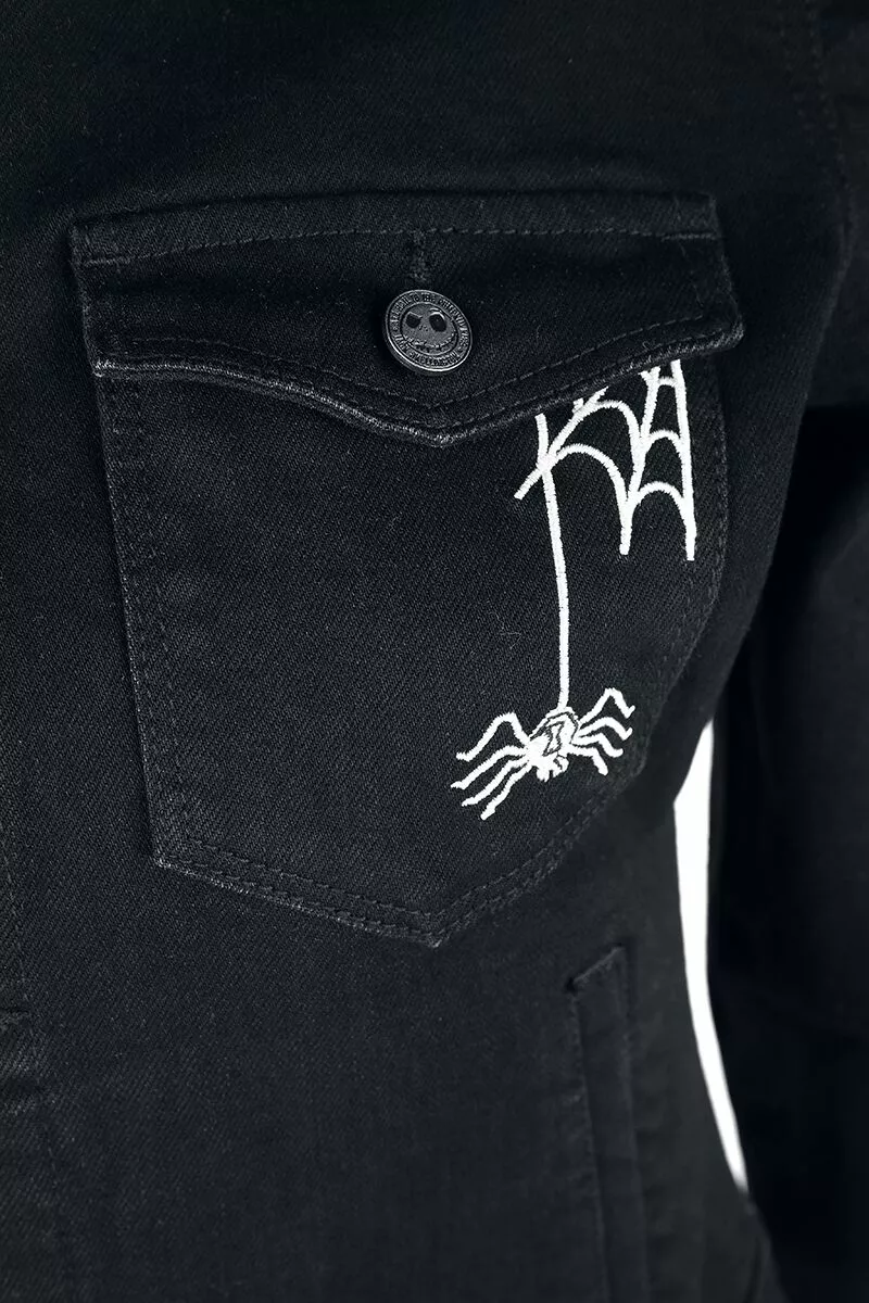 "Jack Skellington" Denim Jas Zwart Van The Nightmare Before Christmas - Afbeelding 4