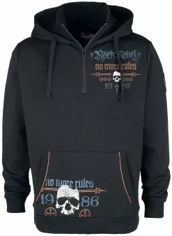 "Hoodie Met Hoge Kraag En Opvallende Prints" Trui Met Capuchon Zwart Van Rock Rebel By EMP