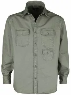 "Shirt Met Lange Mouwen In Legerstijl" Longsleeve Groen Van RED By EMP