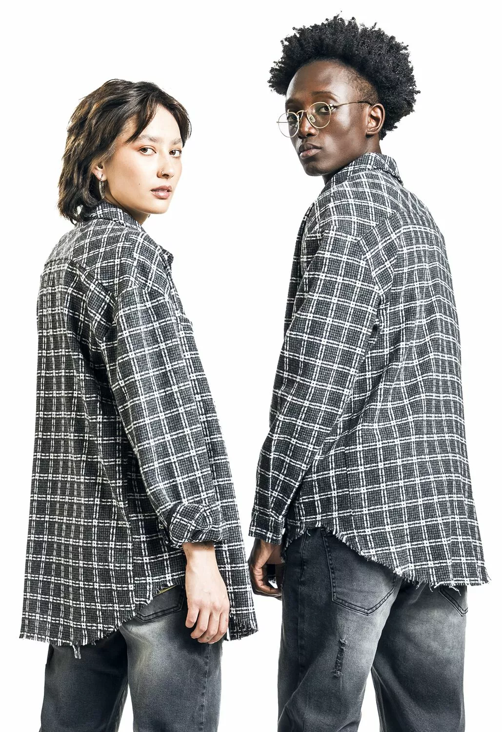 "EMP Special Collection X Urban Classics Unisex Geruite Blouse" Longsleeve Zwart Van EMP Special Collection - Afbeelding 6