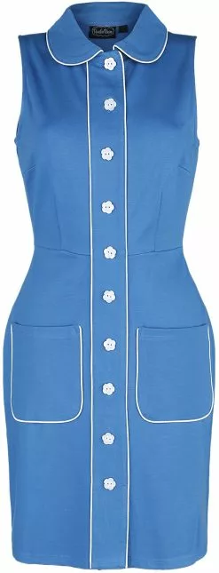 "Flower Button Dress" Korte Jurk Blauw Van Voodoo Vixen