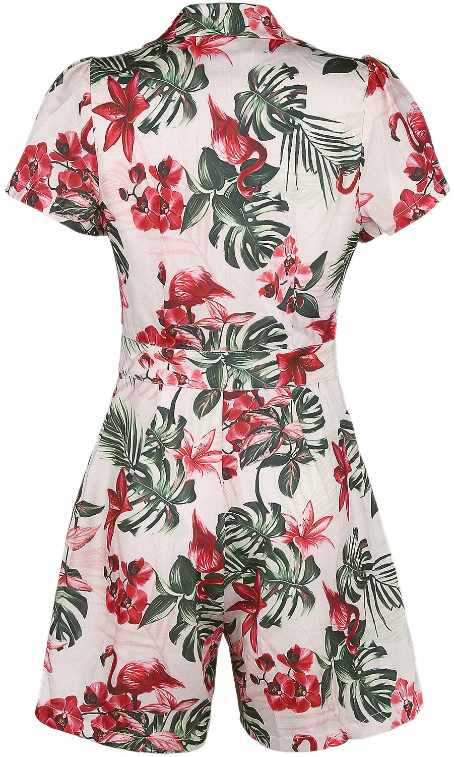 "Tropical Flamingo Print Button Up Playsuit" Jumpsuit Meerkleurig Van Voodoo Vixen - Afbeelding 2