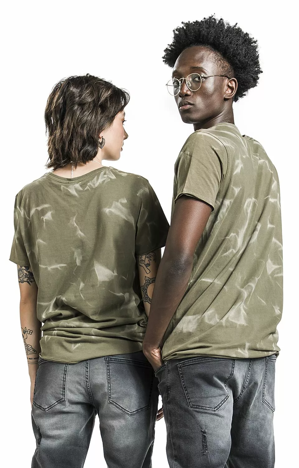 "EMP Special Collection X Urban Classics Unisex Acid Wash T-shirt" T-shirt Olijf Van EMP Special Collection - Afbeelding 6