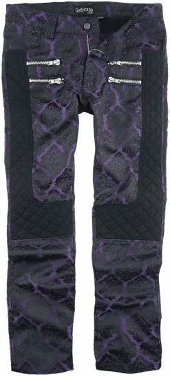 "Trousers With Brocade Pattern" Stoffen Broeken Zwart Van Gothicana By EMP