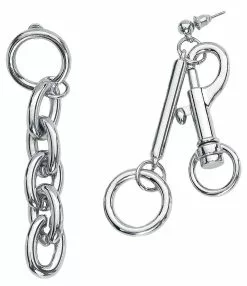 "Carabiner Chain" Oorbel Zilverkleurig Van Black Premium By EMP