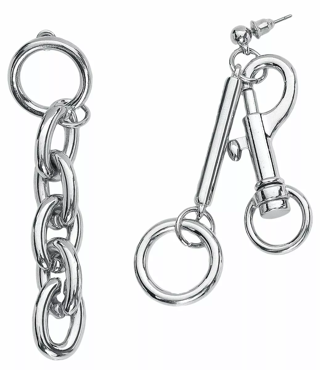 "Carabiner Chain" Oorbel Zilverkleurig Van Black Premium By EMP
