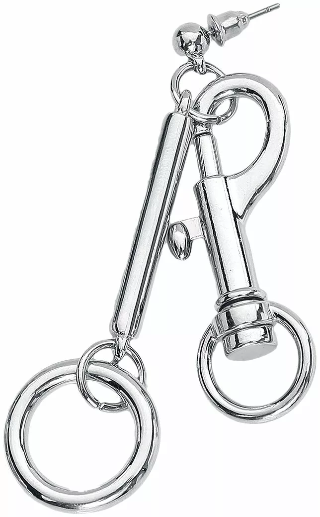 "Carabiner Chain" Oorbel Zilverkleurig Van Black Premium By EMP - Afbeelding 3