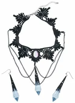 "Blue Drop" Choker Zwart Van Gothicana By EMP