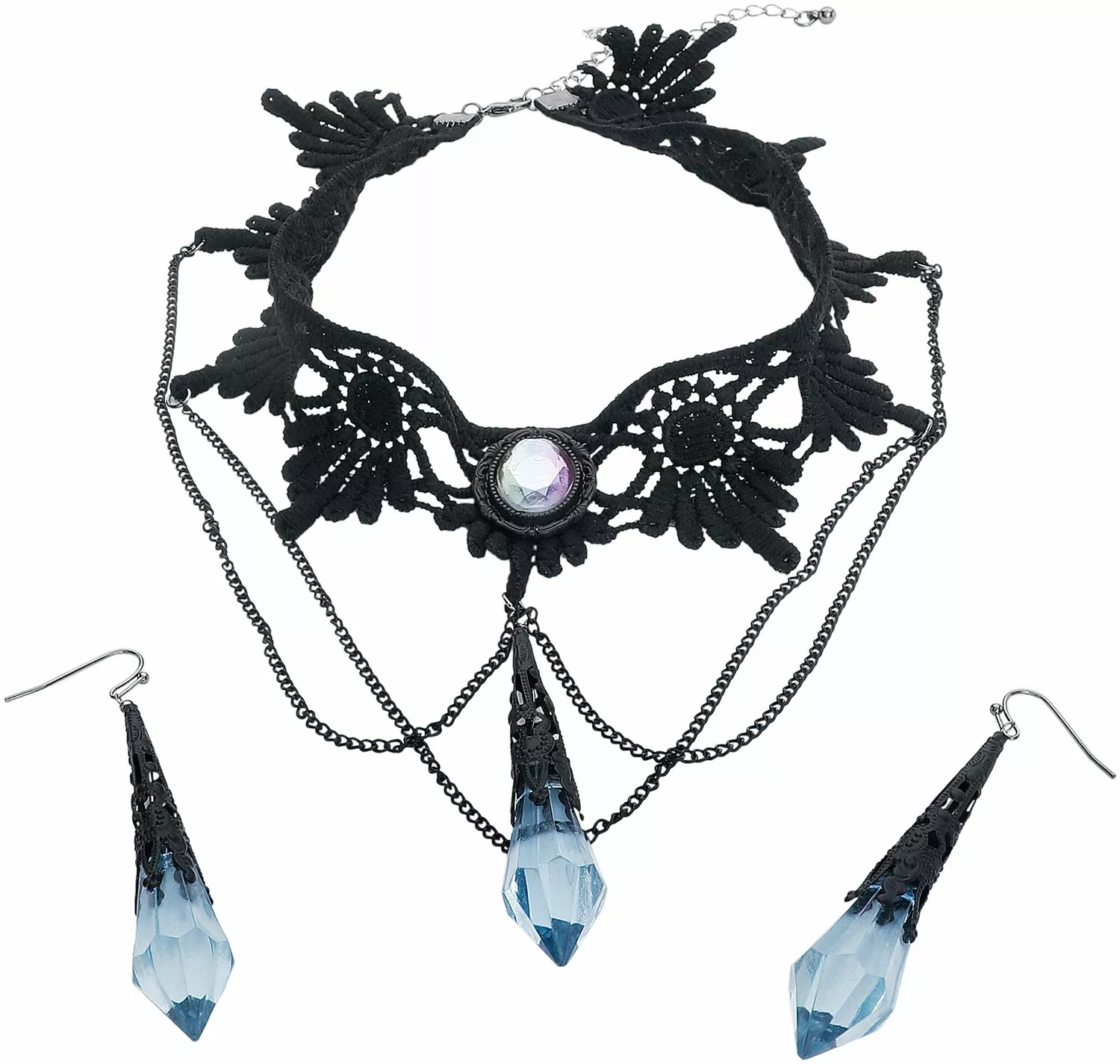 "Blue Drop" Choker Zwart Van Gothicana By EMP - Afbeelding 3