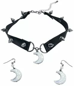 "Crescent Moon" Choker Zwart Van Gothicana By EMP