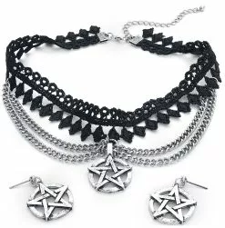 "Pentagram" Choker Zwart Van Gothicana By EMP