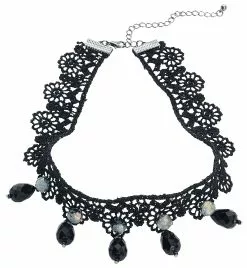 "Shiny Pearls" Choker Zwart Van Black Premium By EMP