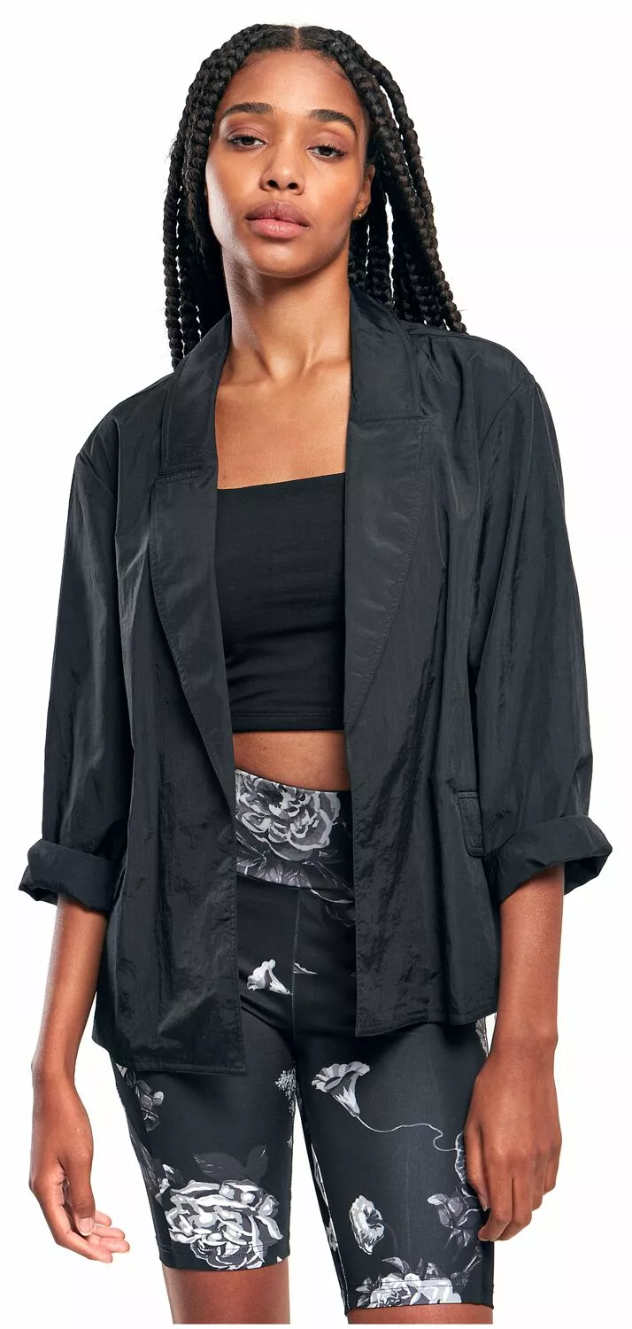 "Ladies Oversized Crinkle Nylon Blazer" Blazer Zwart Van Urban Classics - Afbeelding 4