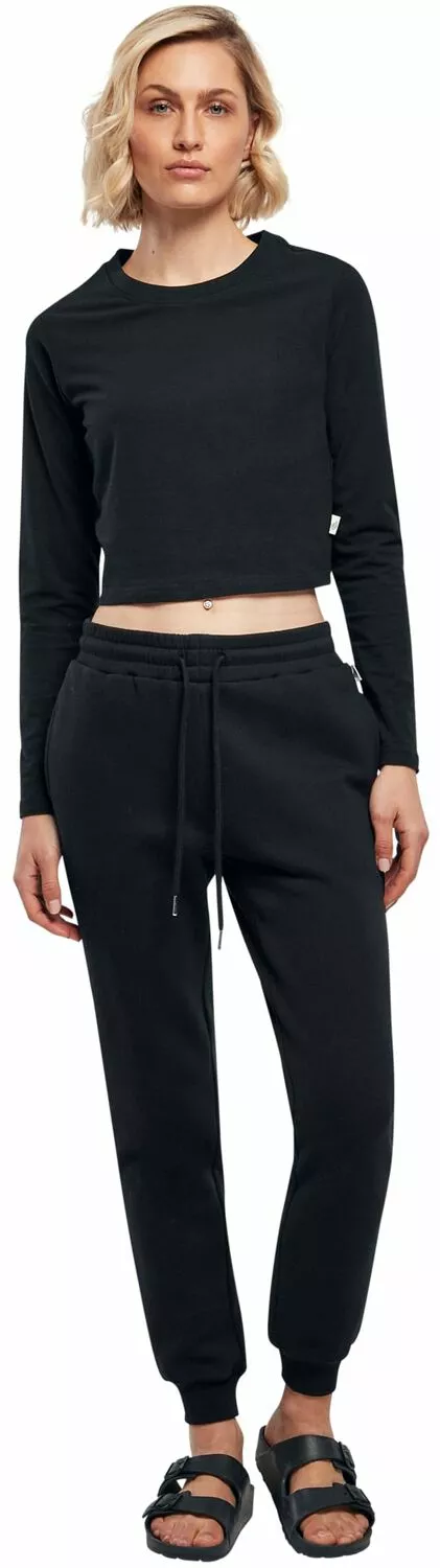 "Ladies Organic Slim Sweat Trousers" Stoffen Broeken Zwart Van Urban Classics - Afbeelding 5