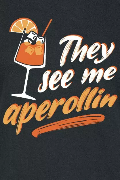 Brandfun Alcohol & Party "They See Me Aperollin" T-shirt Zwart Van Alcohol & Party - Afbeelding 2