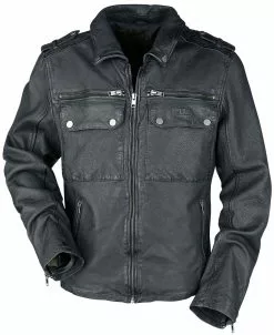 "Leren Jas Met Voering Met Runenprint" Lederen Jas Zwart Van Black Premium By EMP