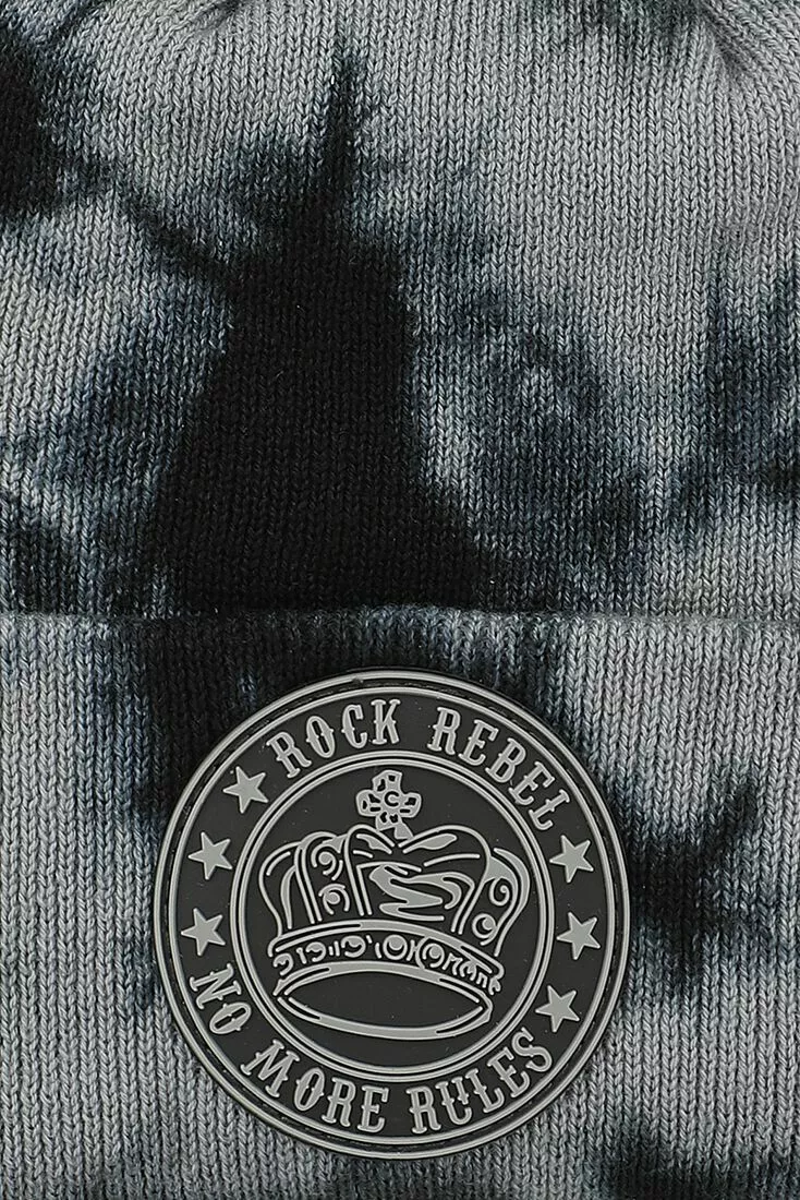 "Gebreide Muts Met Batik Effect" Beanie Zwart-grijs Van Rock Rebel By EMP - Afbeelding 4